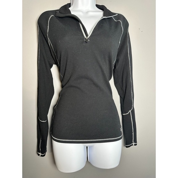 LL BEAN POLARTEC POWERDRY STRETCH BASE LAYER MIDWEIGHT QUARTER ZIP EUC SIZE M - Picture 1 of 6